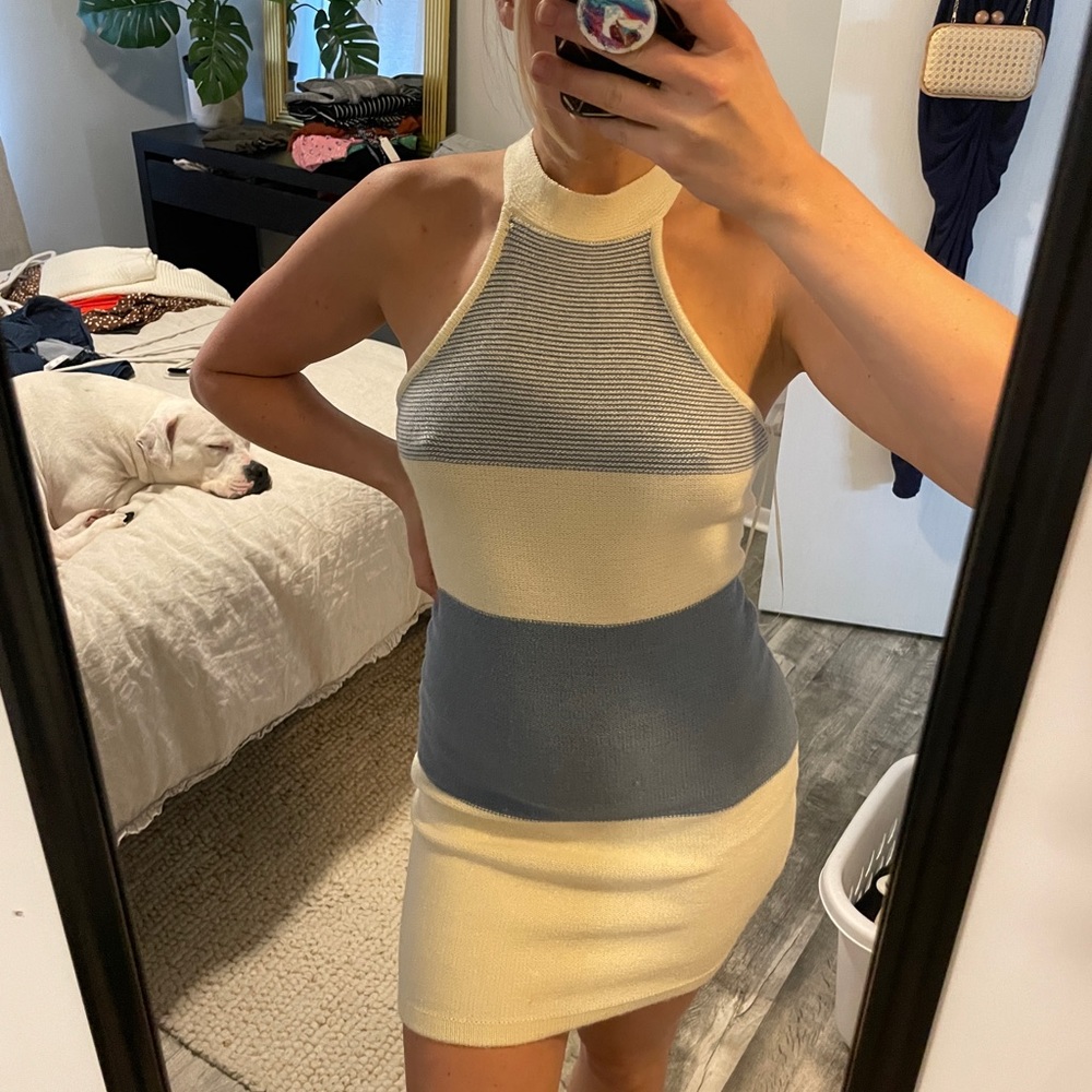 Knit color block dress